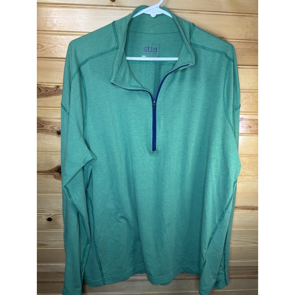 Stio Green 1/4 Zip Pullover Base Layer XXL Hiking Outdoor Stretch Lightweight - Picture 3 of 7